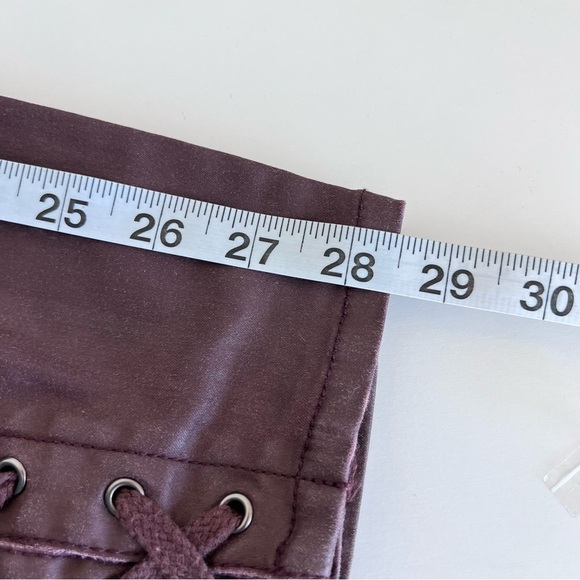 Anthro | Pilcro and the Letterpress Script Coated Lace Up Ankle Pants Wine - Picture 15 of 16